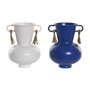 Vase DKD Home Decor Métal Blanc Blue marine (12 x 12 x 16 cm) (2 Unités)