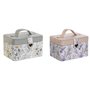 Boîte à bijoux DKD Home Decor Blanc Gris Lila Rose clair Polyuréthane Miroir 17 x 12 x 10 cm (2 Unités)