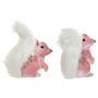 Décorations de Noël DKD Home Decor Blanc Rose Écureuil 20 x 11 x 22 cm (2 Unités)