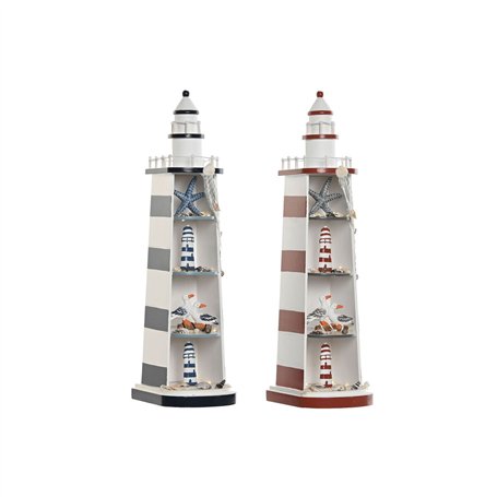 Figurine Décorative Home ESPRIT Bleu Rouge Phare 14 x 16 x 52 cm (2 Unités)