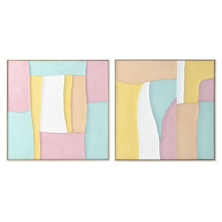 Cadre Home ESPRIT Blanc Rose Turquoise Abstrait Urbaine 102 x 4