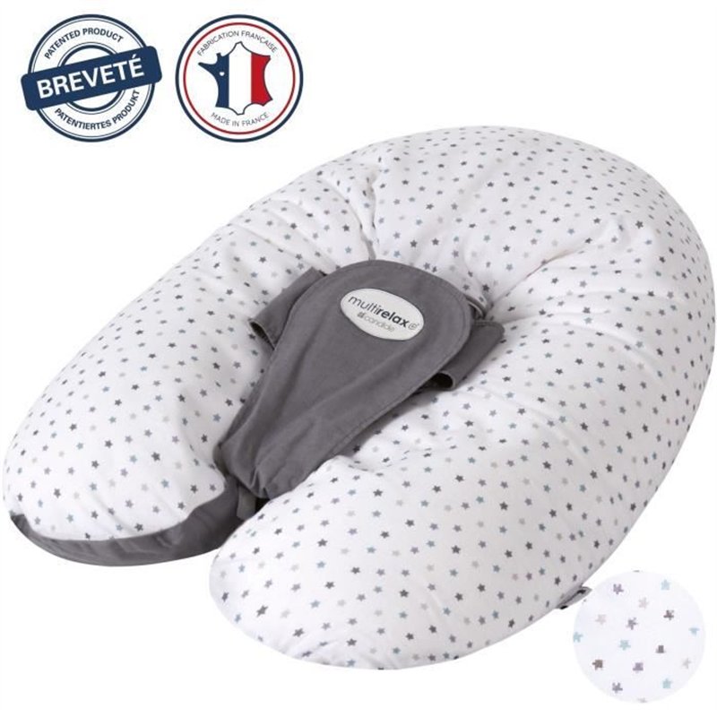 Coussin de maternité - CANDIDE - Multirelax - Polyester / Coton - Gris / Etoiles