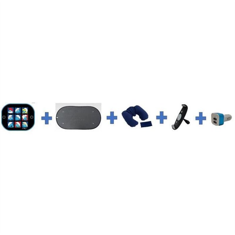 Pack voiture été - HTC EQUIPEMENT - Départ en vacances - Inclu : pare-soleil, coussin nuque, support tablette