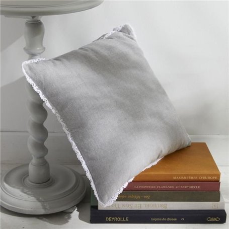 Coussin - TODAY - CHARME - Chambray x Dentelle Capucine - 40 x 40 cm