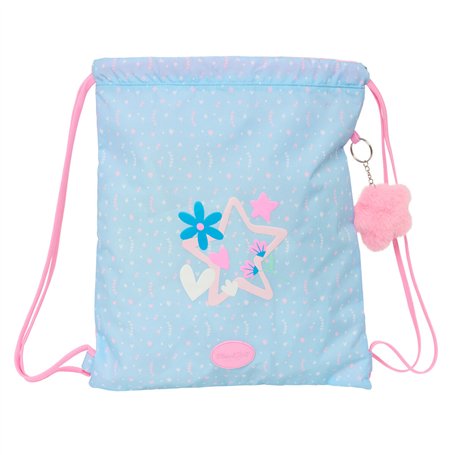 Sac à dos serré par des ficelles BlackFit8 Smile Bleu Rose 35 x 40 x 1 cm