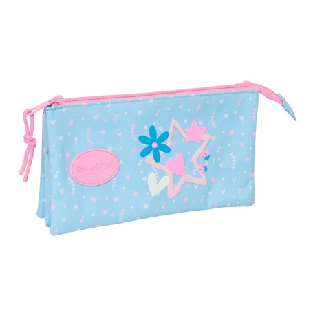 Trousse Fourre-Tout Triple BlackFit8 Smile Rose Bleu clair 22 x 12 x 3 cm