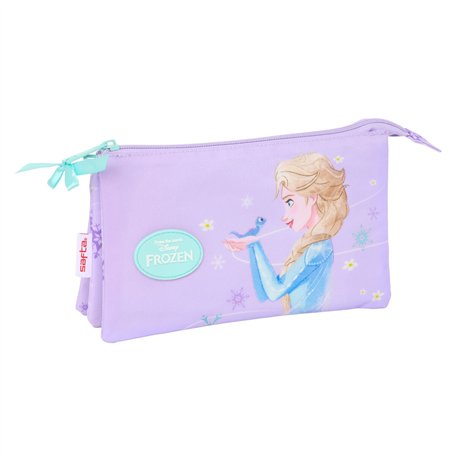 Trousse Fourre-Tout Triple Frozen Spirit Lila 22 x 12 x 3 cm