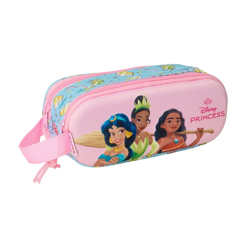 Trousse Fourre-Tout Double Frozen Rose Bleu ciel 21 x 8 x 6 cm 3D