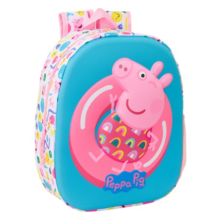 Sac à dos enfant Peppa Pig Bleu Blanc Rose 27 x 33 x 10 cm 3D