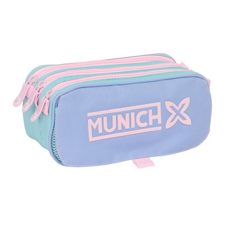 Trousse Fourre-Tout Triple Munich Mellow Bleu Rose Bleu ciel 21