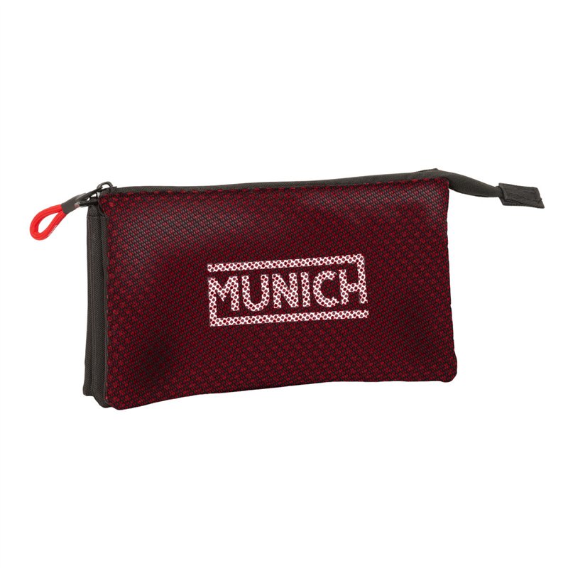 Trousse Fourre-Tout Triple Munich Vulcan Noir 22 x 12 x 3 cm