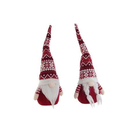 Décorations de Noël DKD Home Decor Blanc Rouge Gnome 16 x 11 x 42 cm (2 Unités)