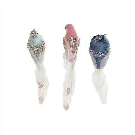 Décorations de Noël DKD Home Decor Multicouleur Oiseau 25 x 7 x 6 cm (3 Unités)