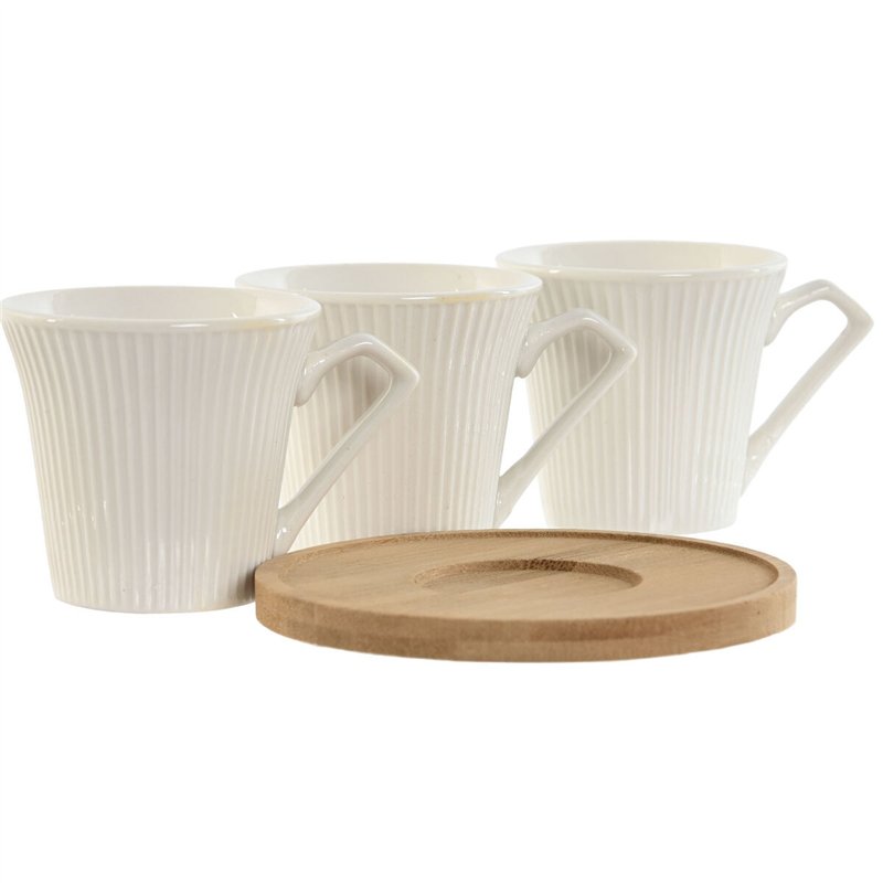 Image secondaire de Jeu de 6 tasses avec plat Home ESPRIT Blanc Bambou Porcelaine 90 ml