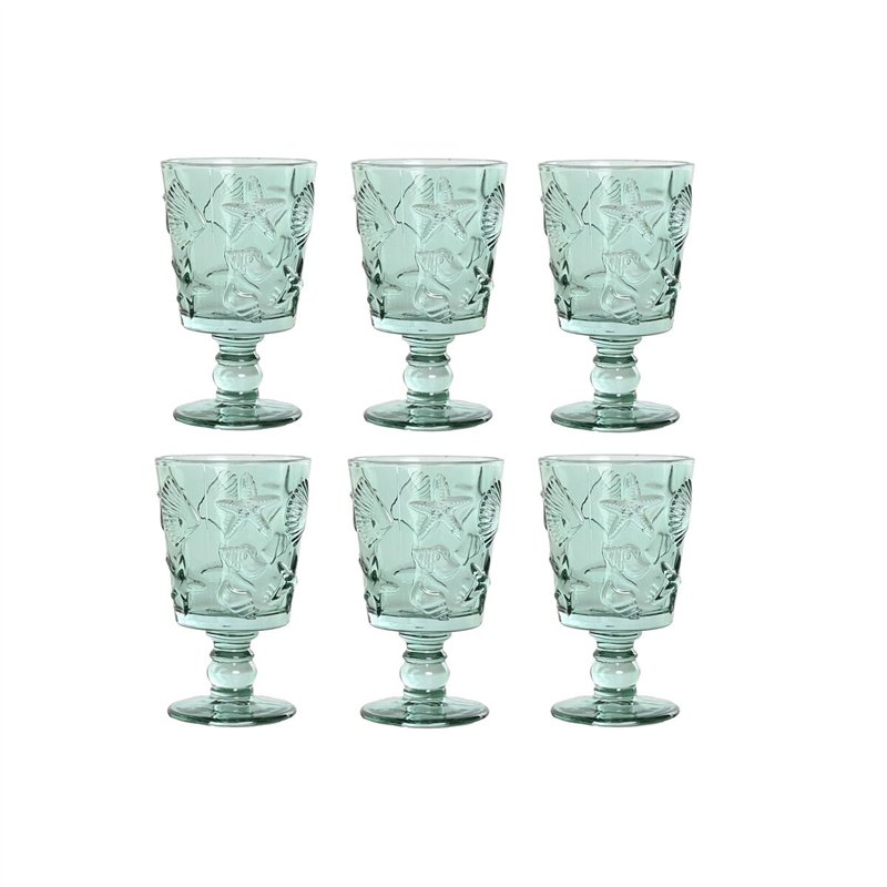 Set de Verres Home ESPRIT Turquoise Verre 345 ml (6 Unités)