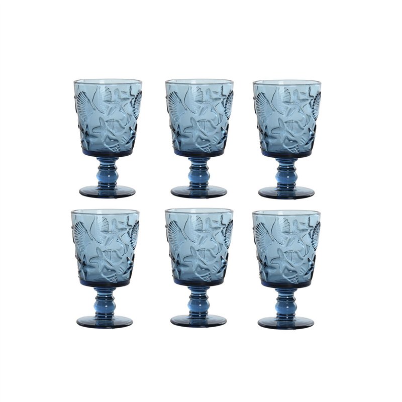 Set de Verres Home ESPRIT Bleu Verre 345 ml (6 Unités)