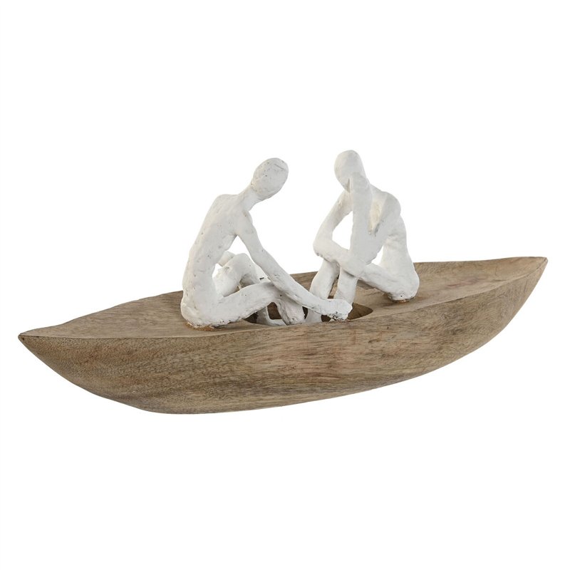Figurine Décorative Home ESPRIT Blanc Naturel Bateau méditerranéen 42 x 14 x 16 cm