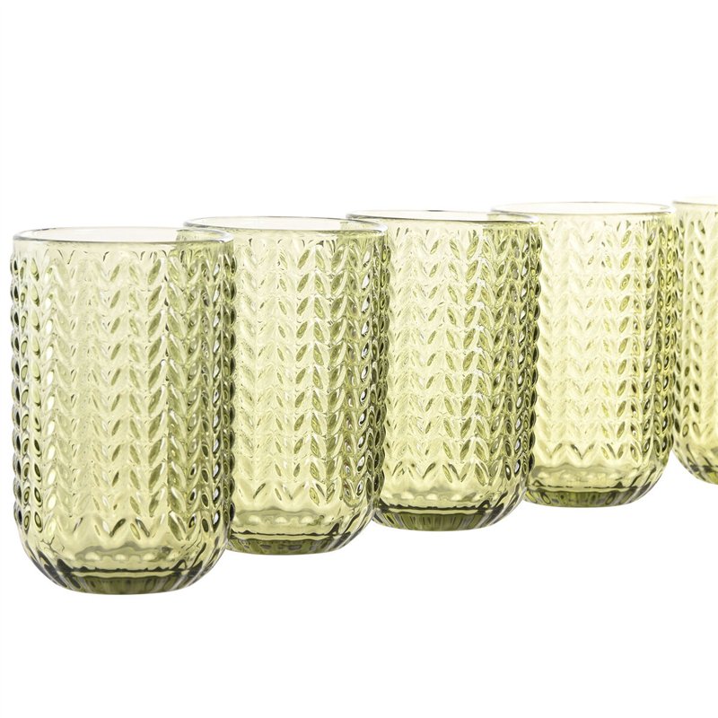 Image secondaire de Set de Verres Home ESPRIT Vert Verre Avec relief 420 ml (6 Unités)
