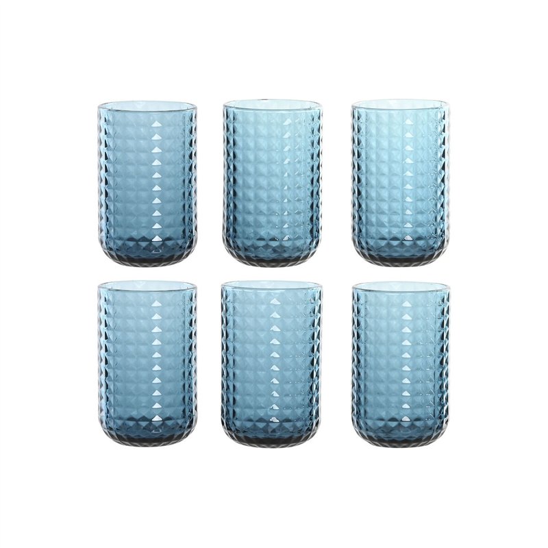 Set de Verres Home ESPRIT Bleu Verre 420 ml (6 Unités)