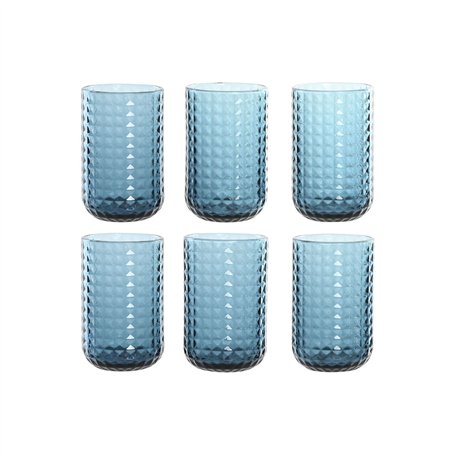 Set de Verres Home ESPRIT Bleu Verre 420 ml (6 Unités)