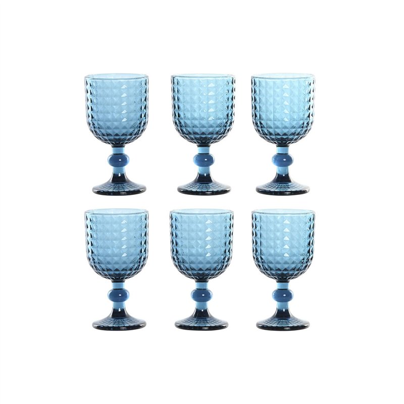 Set de Verres Home ESPRIT Bleu Verre 260 ml (6 Unités)