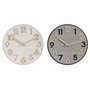 Horloge Murale Home ESPRIT Gris Naturel Bois MDF 30 x 5 x 30 cm (2 Unités)