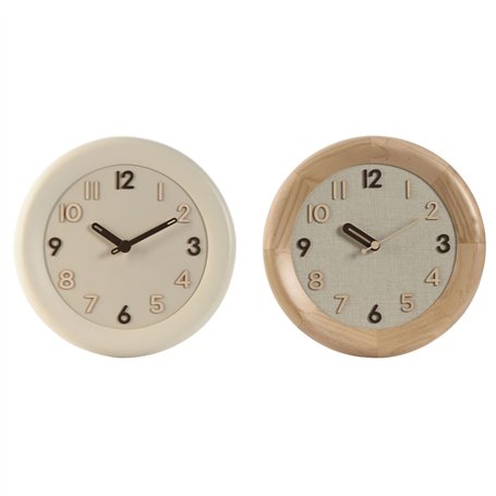 Horloge Murale Home ESPRIT Beige Naturel Bois 30 x 5 x 30 cm (2 Unités)