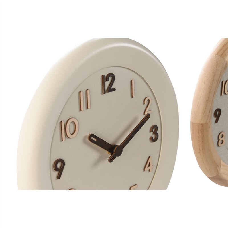 Image secondaire de Horloge Murale Home ESPRIT Beige Naturel Bois 30 x 5 x 30 cm (2 Unités)