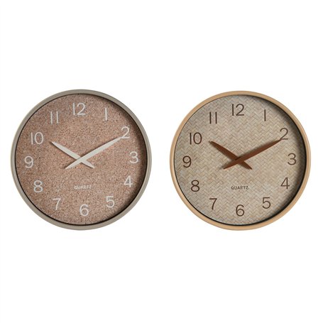 Horloge Murale Home ESPRIT Marron Naturel PVC Bois 30 x 4