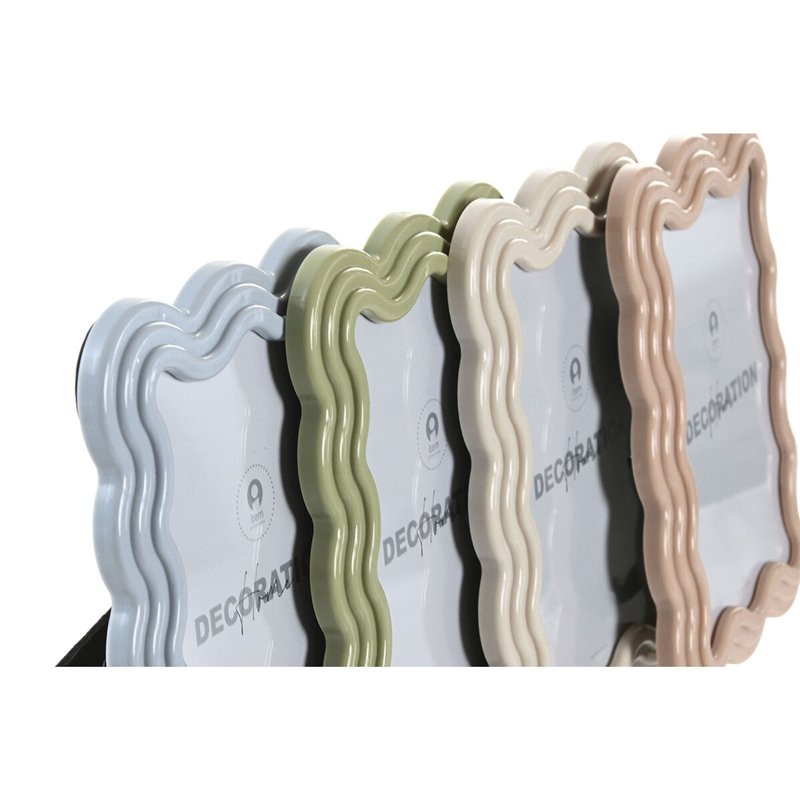 Image secondaire de Cadre photo Home ESPRIT Bleu Blanc Vert Rose Verre ABS Scandinave (4 Unités)