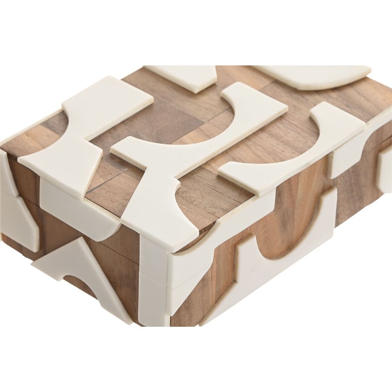 Image secondaire de Boîte à bijoux Home ESPRIT Noir Naturel Résine Acacia 18 x 13 x 7,5 cm (2 Pièces)