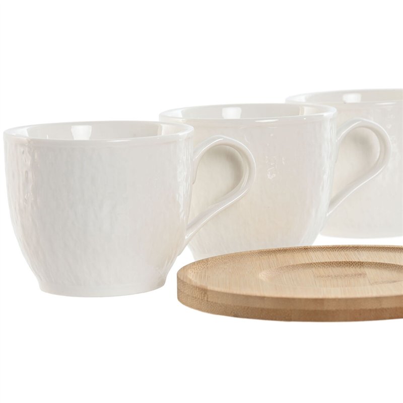 Image secondaire de Jeu de 6 tasses avec plat Home ESPRIT Blanc Naturel Bambou Porcelaine 220 ml