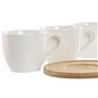 Jeu de 6 tasses avec plat Home ESPRIT Blanc Naturel Bambou Porcelaine 220 ml