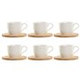 Jeu de 6 tasses avec plat Home ESPRIT Blanc Naturel Bambou Porcelaine 220 ml