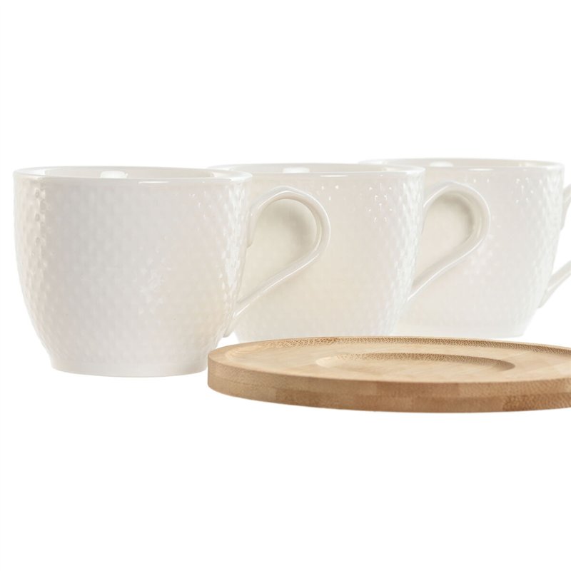 Image secondaire de Jeu de 6 tasses avec plat Home ESPRIT Blanc Naturel Bambou Porcelaine 220 ml