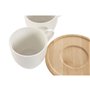Jeu de 6 tasses avec plat Home ESPRIT Blanc Naturel Bambou Porcelaine 220 ml