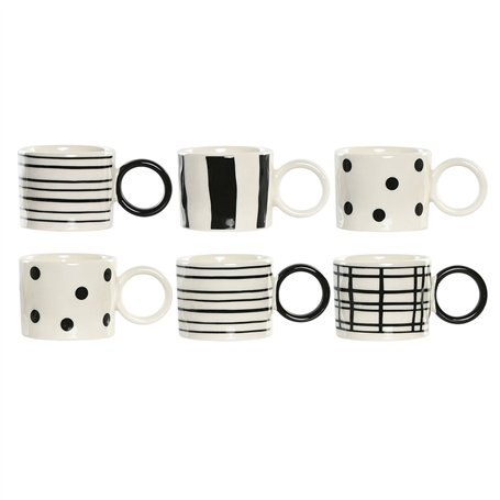 Ensemble de tasses à café Home ESPRIT Blanc Noir Porcelaine 90 ml
