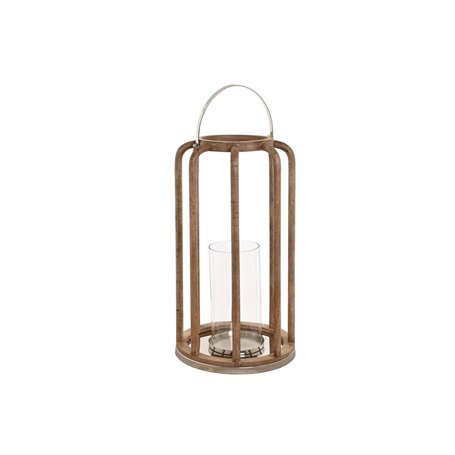 Bougeoir Home ESPRIT Marron Argenté Verre Bois de manguier 30 x 30 x 53 cm