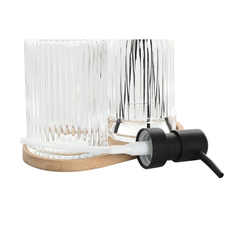 Image secondaire de Ensemble de Bain Home ESPRIT Noir Transparent Bambou Verre Moderne 3 Pièces