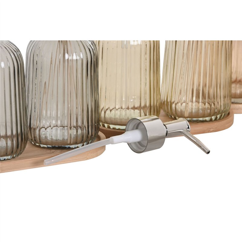 Image secondaire de Ensemble de Bain Home ESPRIT Gris Orange Ambre Bambou Verre 3 Pièces