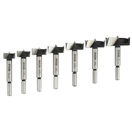 Jeu d'embouts Forstner à bois 7 pièces Ryobi A9FS7 pour perceuse à colonne (étui de rangement à monter inclus)