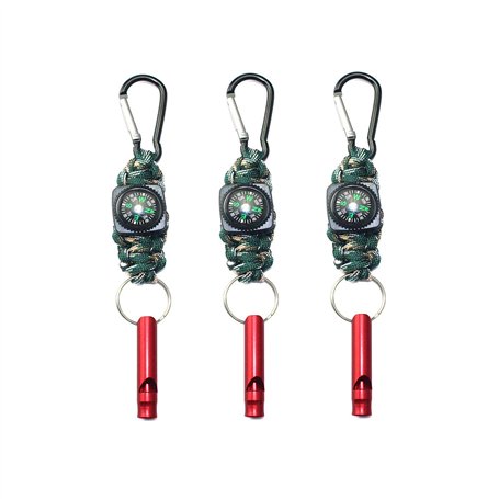 Corde Sifflet de Survie Kit Survie Corde Parapluie Porte-clés de Survie Mousqueton Survie Porte-clés Avec Boussole pour la Survi
