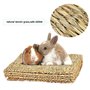 RoadLoo Lapin Lits Mâcher,4 Pcs NaturelleTapis Lapin la Main Herbe Tissée Jouets Mâcher Sûrs Comestibles Lapins Mâchent des Joue