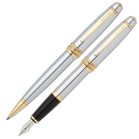 Cross Bailey medalist Coffret cadeau avec stylo à bille et stylo-plume (avec revêtement en or galvanisé 23 carats