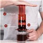 AeroPress Cafetière Clear Rouge – Méthode 3 en 1 combinant cafetière à piston, filtre manuel et espresso – Café corsé sans amert