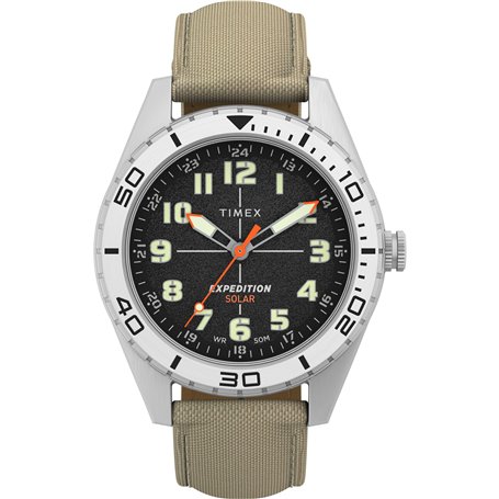 Montre Timex pour homme Expedition Field Solar 43 mm - Bracelet brun clair