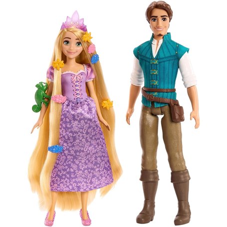Disney Princesses Set Aventure 2 Poupées Raiponce et Flynn Rider Hauteur 30 cm – Multicolore – 100e Anniversaire – HLW39