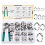 MIAHART 120Pcs Colliers de serrage à une oreille en acier inoxydable avec 10 tailles Pince à sertir en continu 304 pour sécurise