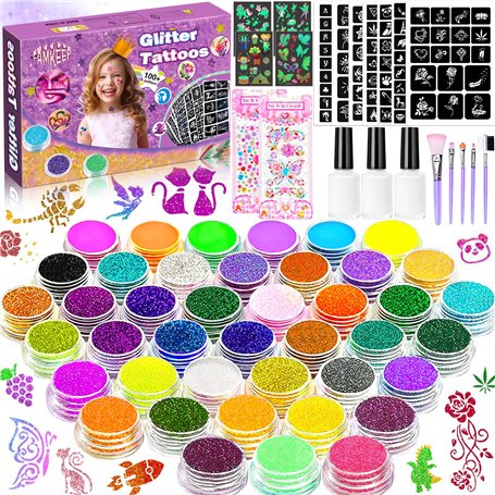 FAMKEEP Kit de Tatouage à Paillettes Enfant