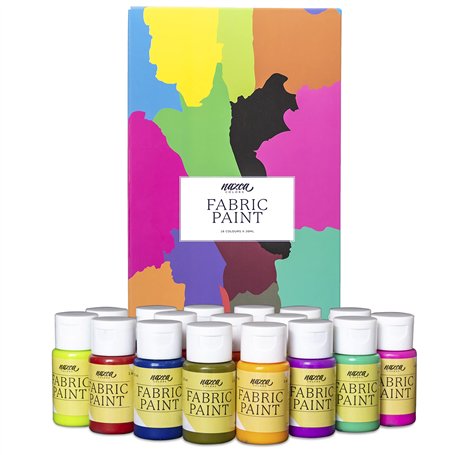 Nazca Colors Peinture Textile Permanent pour Tissu et Cuir - 16 x 30ml - Acrylique idéal pour Peindre Vêtements